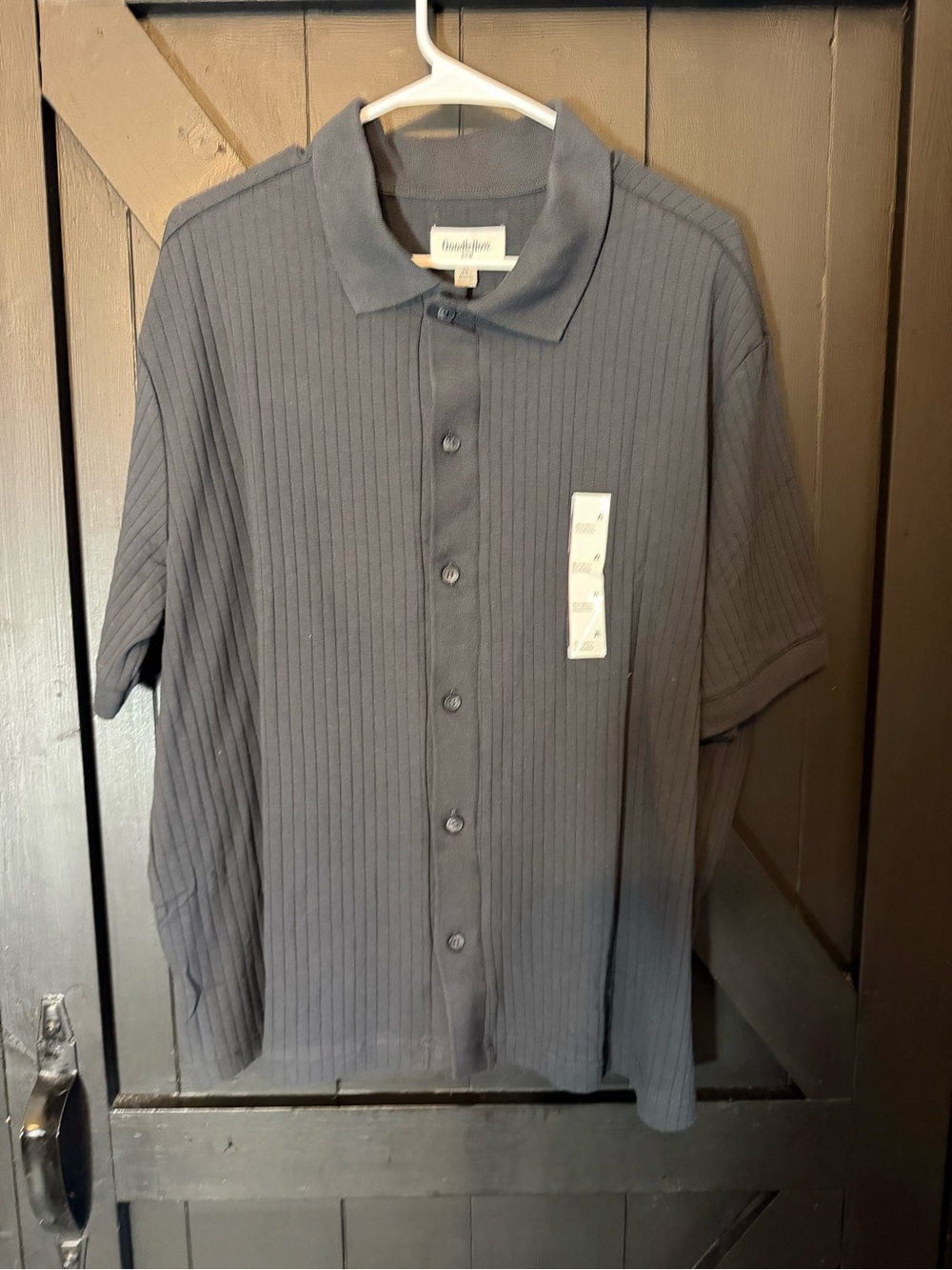 Goodfellow & Co Men's Ribbed Button-Front Polo - Charcoal